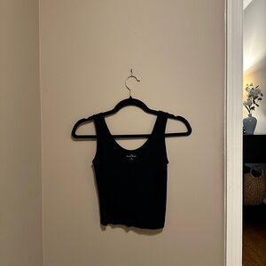 Cropped Black Ribbed Sleeveless Top